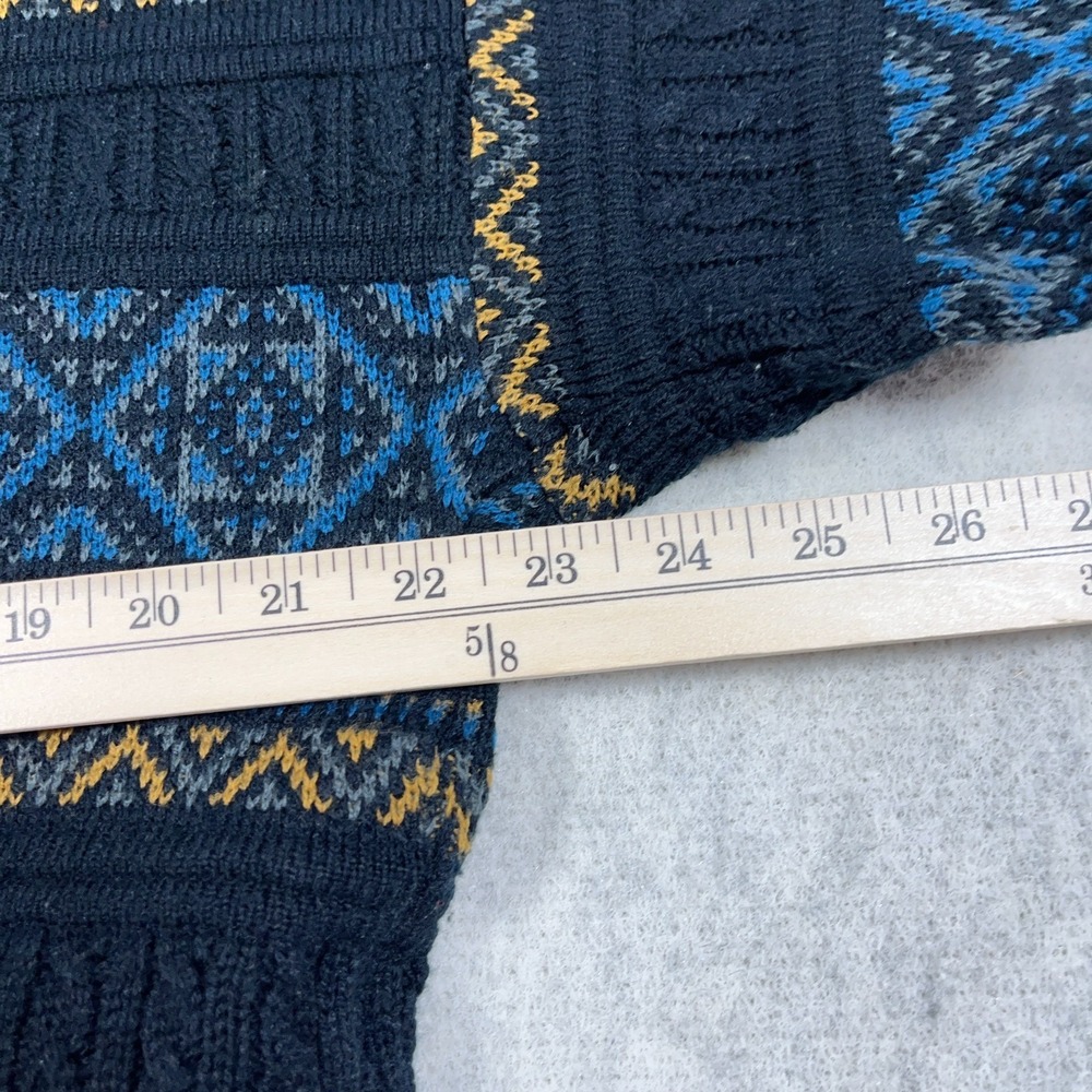 Vintage Cardigan Sweater Men Large Blue Grandpa Cosby Geometric Acrylic 90s Golf - Picture 7 of 9